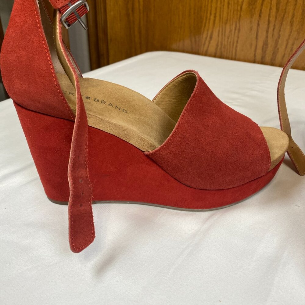 Lucky Brand Yemisa Wedge Sandals Women's 9 Red - Picture 5 of 10